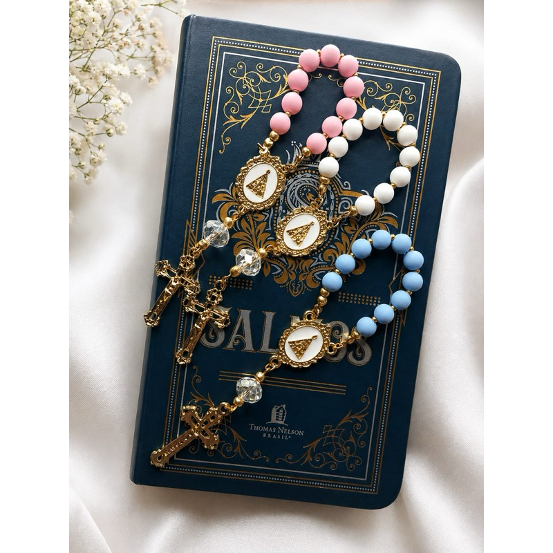 Dezena mini terço católico personalizado lembrancinha/crisma/batizado eventos