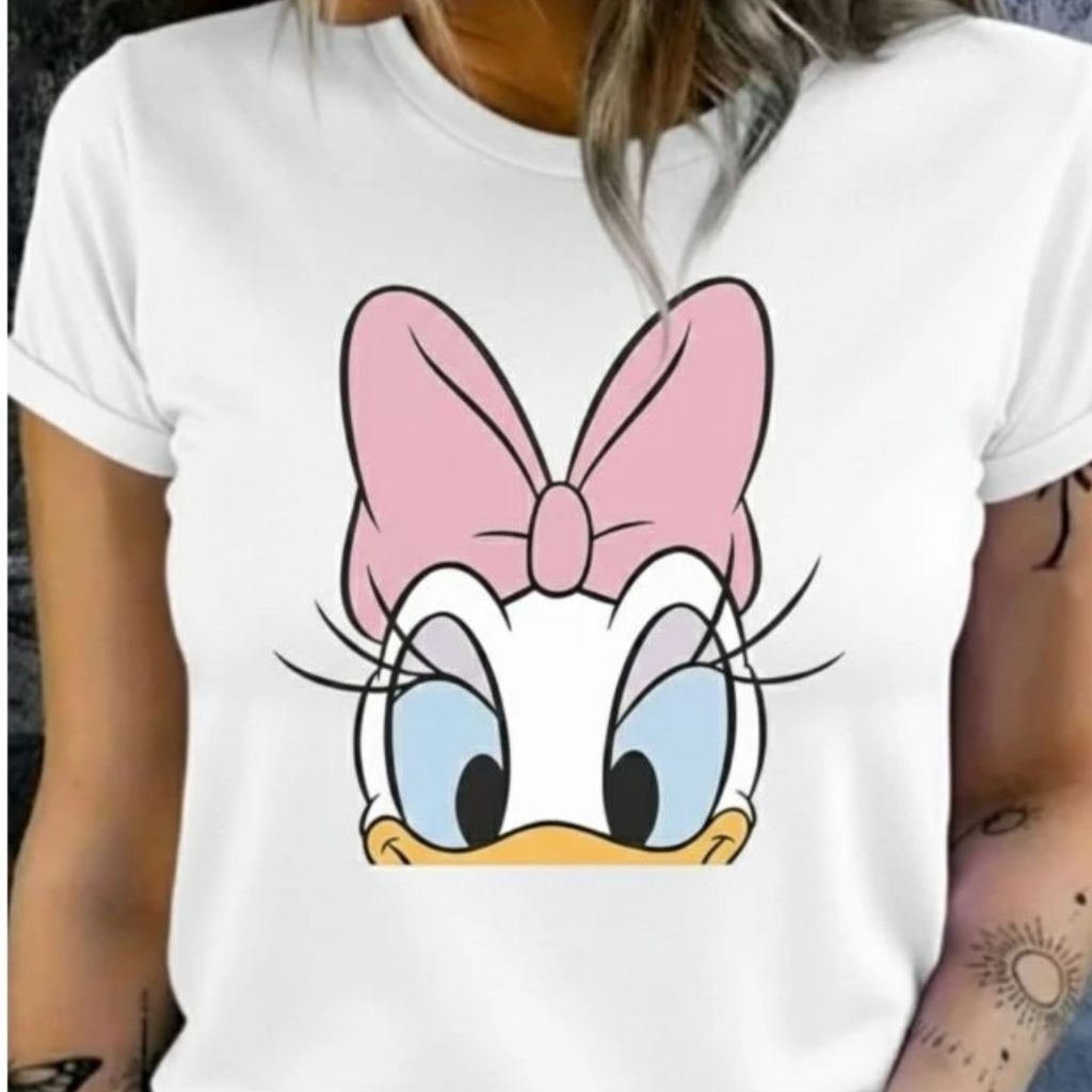 CAMISETA ADULTA INFANTIL MAE E FILHA ESTAMPADA MARGARIDA DELICADA FOFA DIVERTIDA MODERNA CLASSICA PERSONAGEM DISNEY
