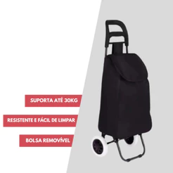 Carrinho De Compras Bag Dobrável C/ Rodas Suporta 30kg Mor
