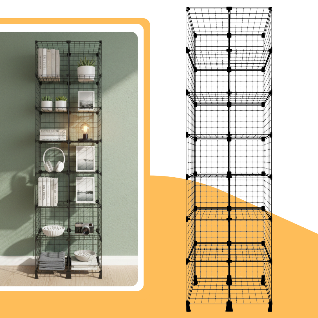 Estante Modular Aramada 30x30 com 14 Nichos Prateleira Multiuso Aço Preto Casa Escritório