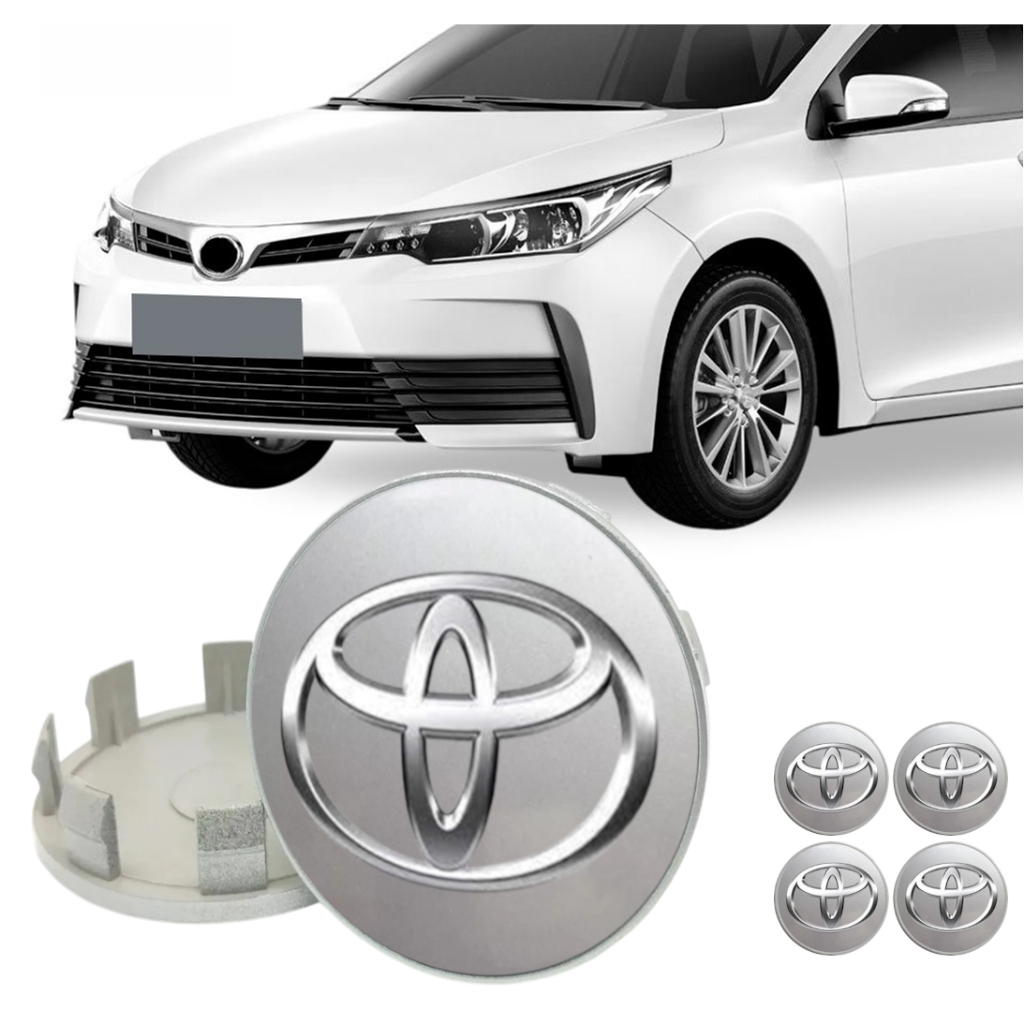 Kit 4 Calotinha Centro Roda 55mm Toyota Corolla Etios Yaris Todas Gerações