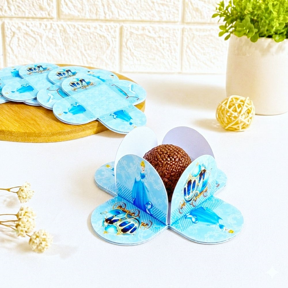 Forminhas para Doces Cinderela Personalizadas | Festa Infantil | 4 Pétalas | Lembrancinhas Aniversário
