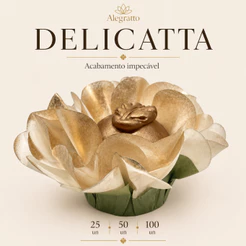 Kit forminhas de papel Delicatta Off com dourado para Doces Finos Brigadeiro Trufa Casamento