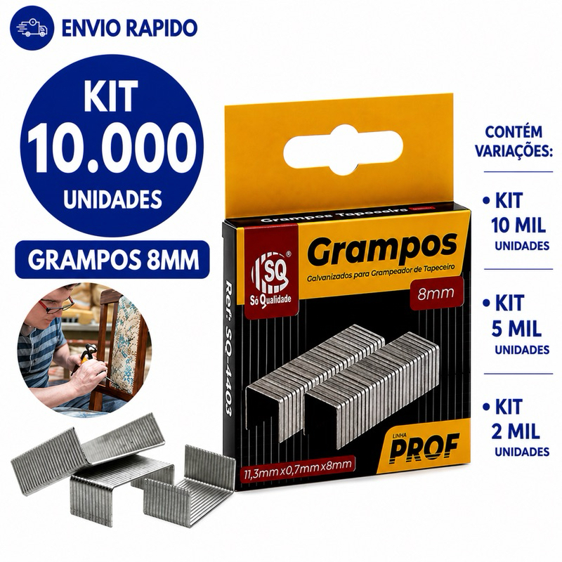Kits Grampos 8mm Profissional Alta Qualidade para Tapeceiro Estofador Marcenaria e Artesanato Escolha o seu Kit