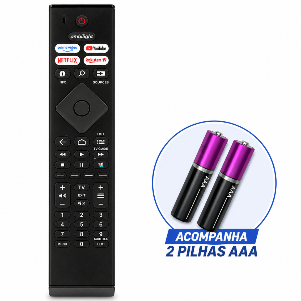 Controle Philips Smart TV 4K Android 55PUG7906 Com Tecla Ambilight