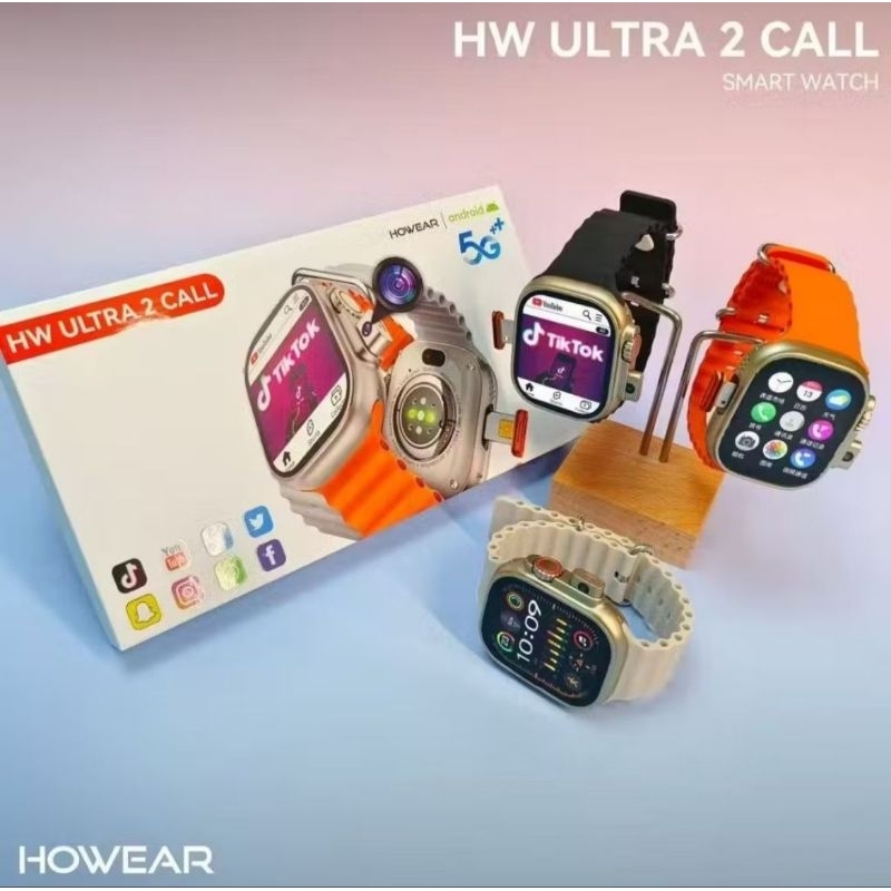Relógio Smartwatch 4g/5g HW Ultra 2 Call Android Entrada Chip e Câmera Frente e Verso 64gb Memoria Interna e 2gb Ram