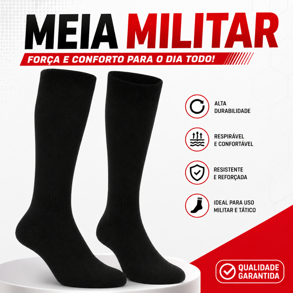 Meia Reforçada para Trabalho Pesado com bota e Coturno (Cano Longo) TAM 38 a 44