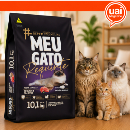Ração Gato Filhote e Adulto 10Kg Salmão e Arroz Meu Gato Requinte Todas As Raças