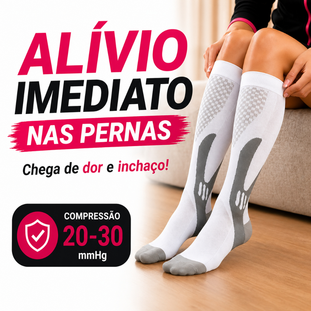 Meia de Compressão 3 Pares 20-30mmHg | Pernas Leves Sem Dor e Inchaço | Uso Diário Unissex