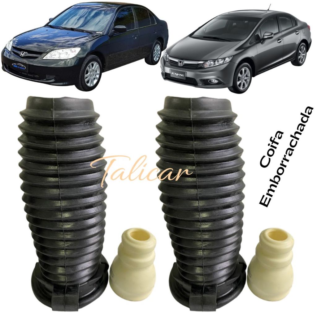 Kit Batente e Coifa Amortecedor Dianteiro Honda New Civic 2006 até 2016 Coifa Emborrachada