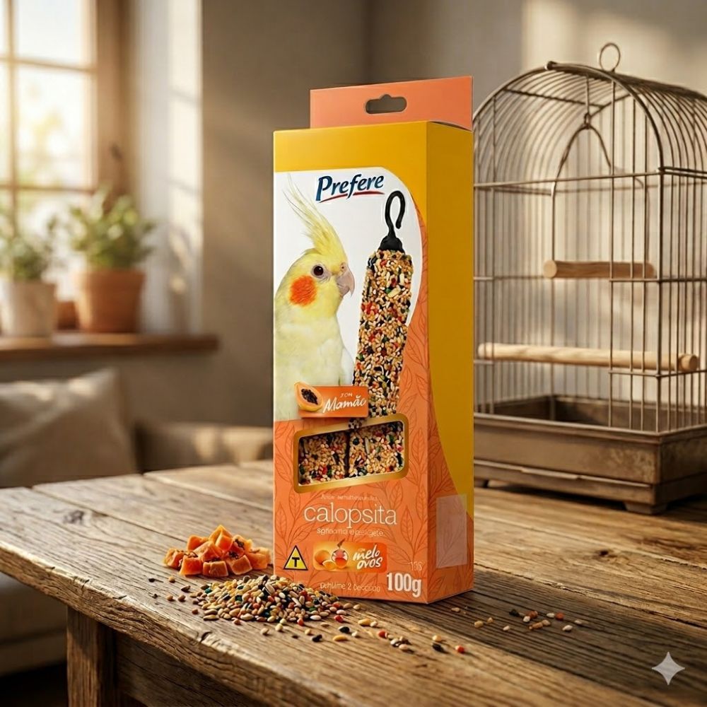 Bastão de Sementes Mamão Prefere 100g (2 Unidades) para Calopsita, Periquito, Agapornes