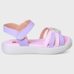 Sandália Infantil Menina Casual Coração Lilás Rosa Rasteira Delicada 22 Ao 27