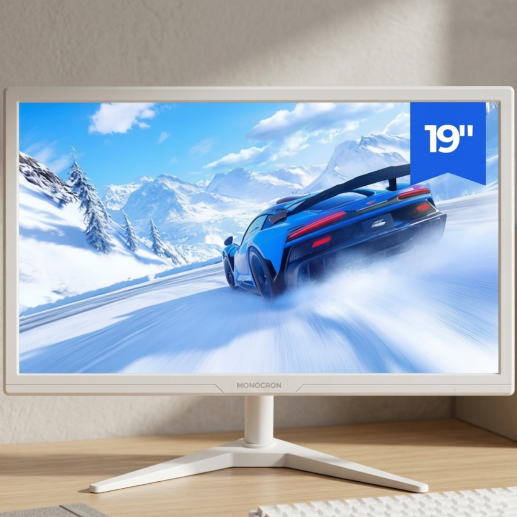 Monitor Gamer Branco 19" Polegadas Gamer 75Hz 1000:1 6-bits Painel TN Segunda Tela Compacto Novo