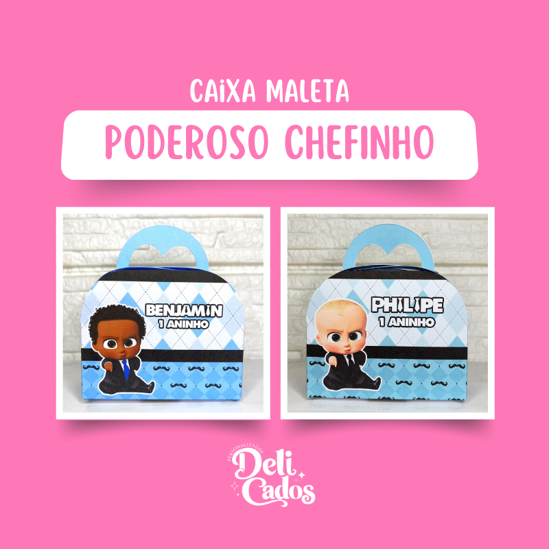 KIT Caixas Maleta Personalizada PODEROSO CHEFINHO 1 - Lembrancinhas para Festa MONTADO
