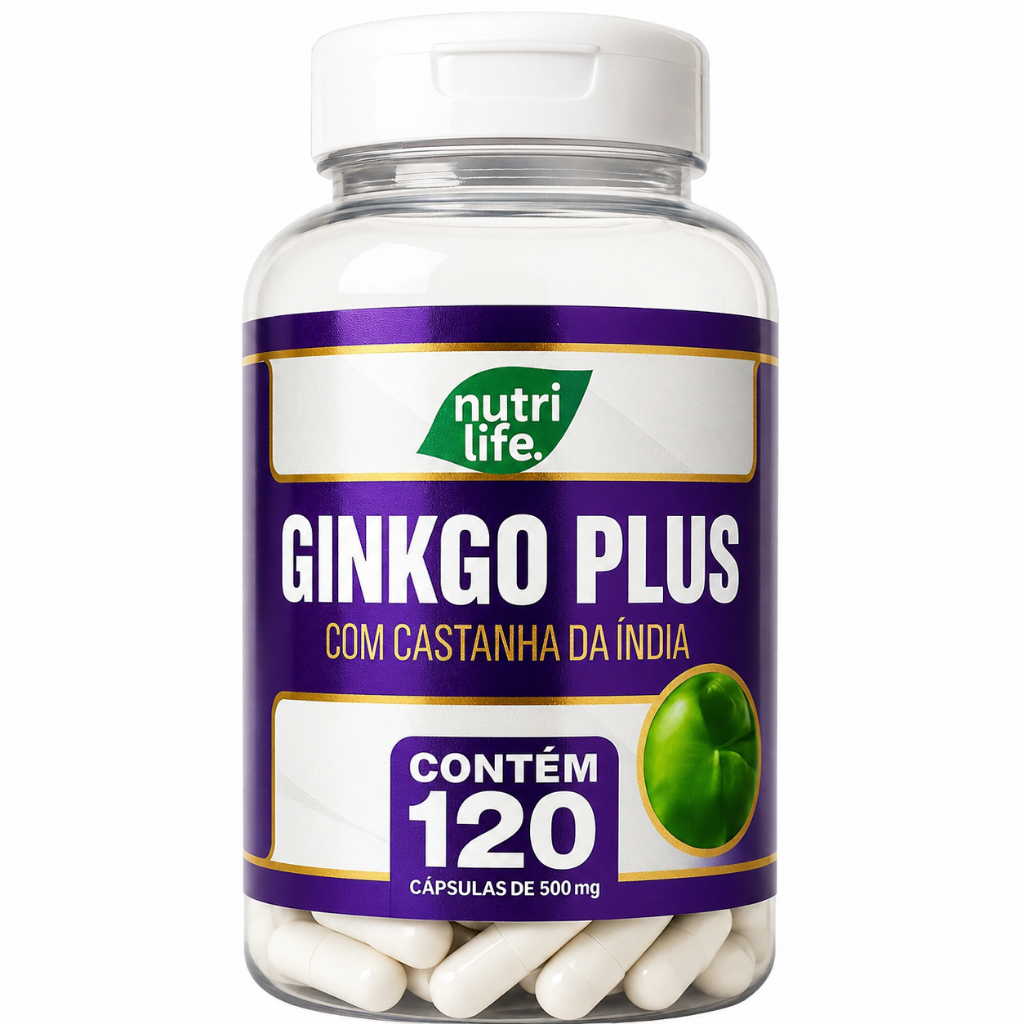 Ginko biloba Plus +castanha 120 cápsulas 500mg - Nutri Life