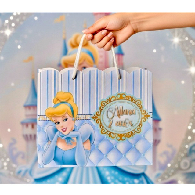 10 Sacolinhas Cinderela Personalizada Aniversário Lembrancinha