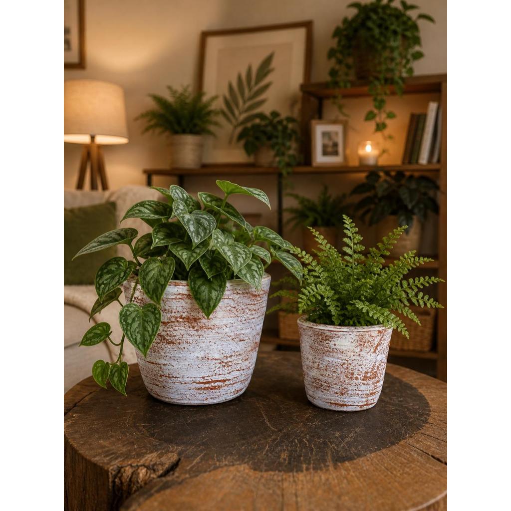 Kit 2 Vasos de barro pintado para suculentas e plantas , pote 11 e pote 6