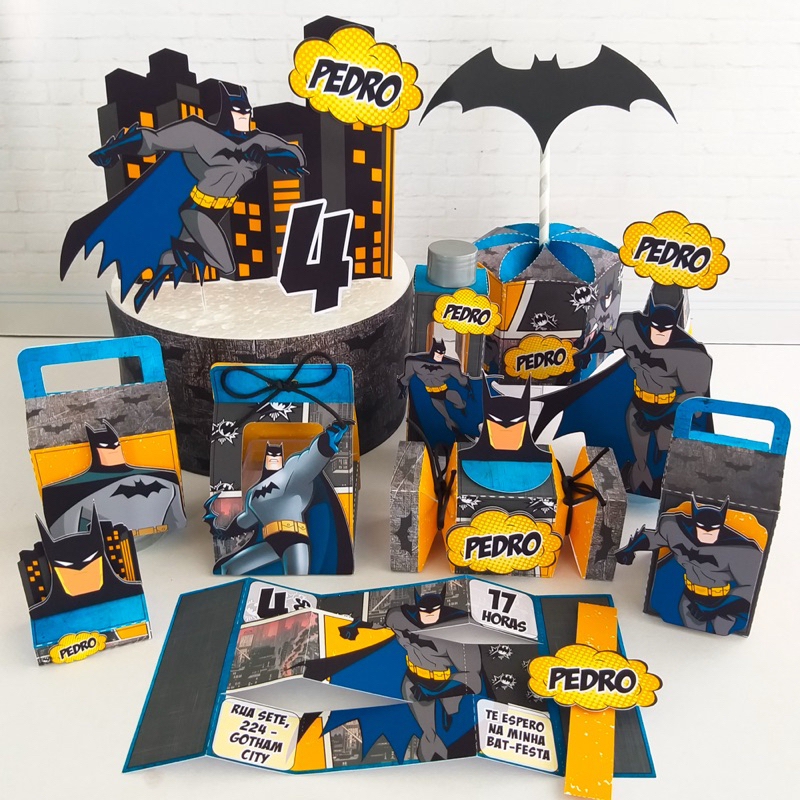 Kit 28 Caixinhas Personalizadas Tema Batman Lembrancinhas De Festa Aniversário Infantil Menino Super Heróis Luxo 3D