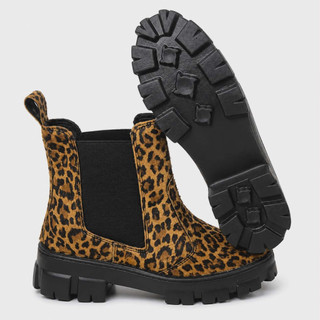 Bota Coturno Ferrutini Tratorada Estampa Onça