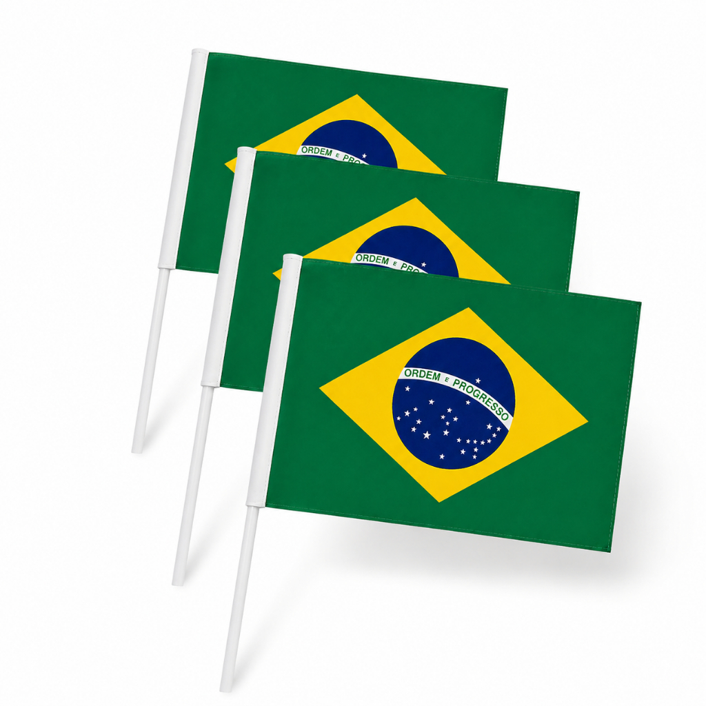 20 Bandeirinhas Brasil De mão 20x30 Poliéster Copa do mundo Eventos Melhor preço do mercado