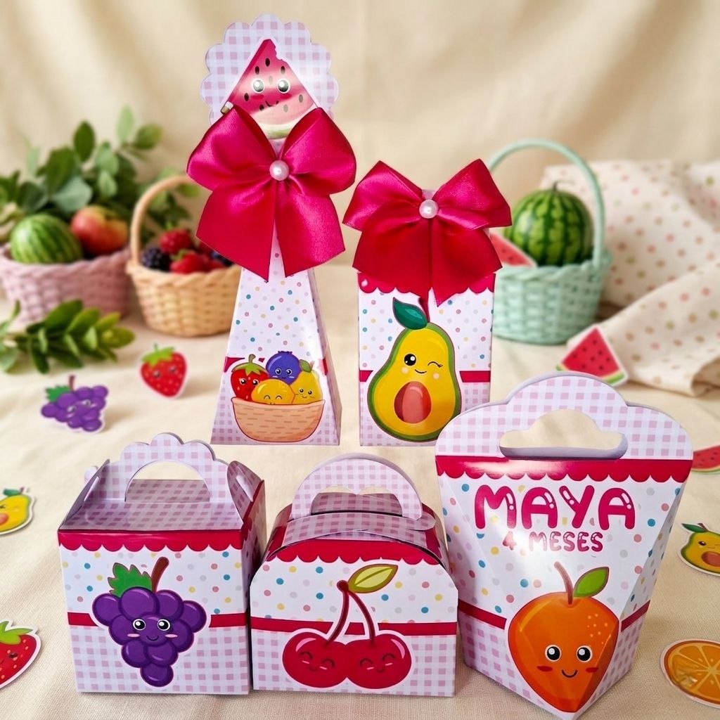 Kit Personalizados FRUTINHAS INTRODUÇÃO ALIMENTAR Pegue e Monte Caixinhas Lembrancinhas Festa Infantil Aniversário
