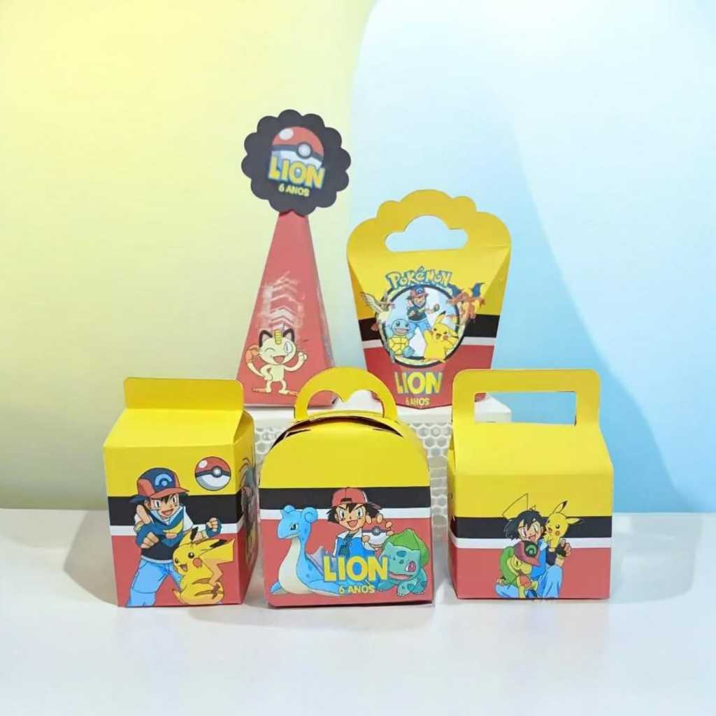 Personalizados Caixinhas com nome e idade Pokemon Festa Aniversário Lembrancinhas