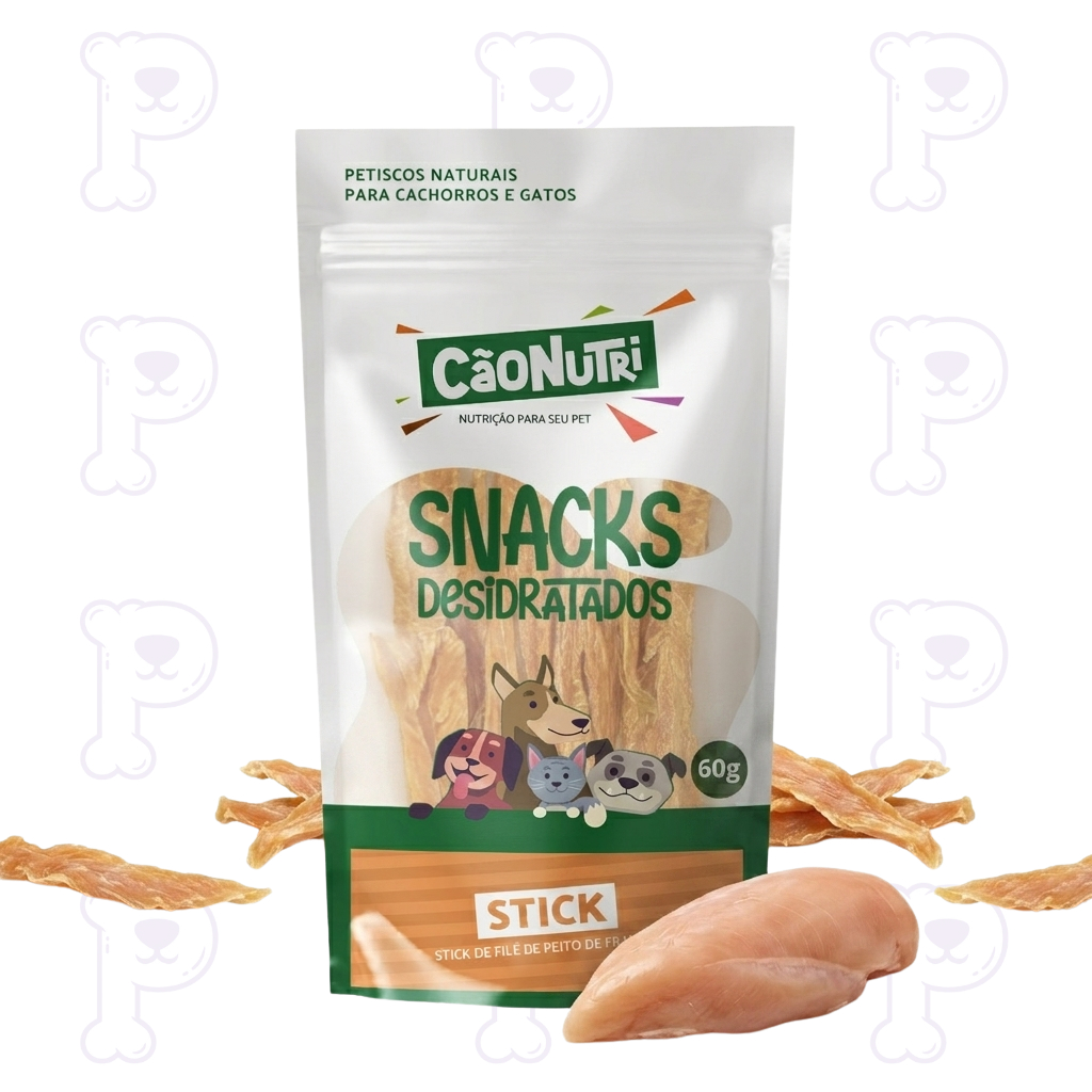 Petisco Natural Stick de Frango 60g CãoNutri - Treino e Adestramento Positivo de Cães e Gatos
