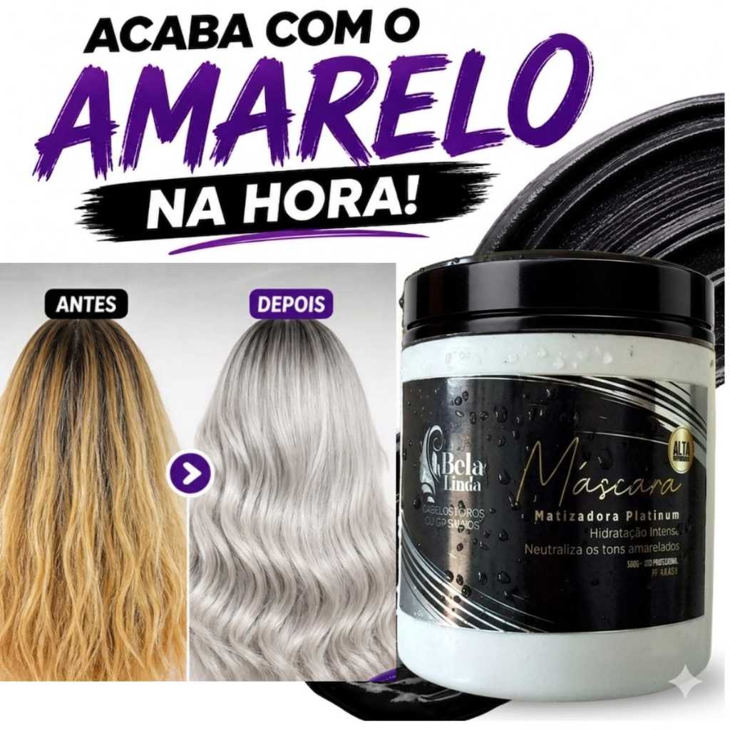 Matizador Loiro Efeito Platinado 500g Platinum Desamarelador Tirar Amarelo Neutraliza Amarelo