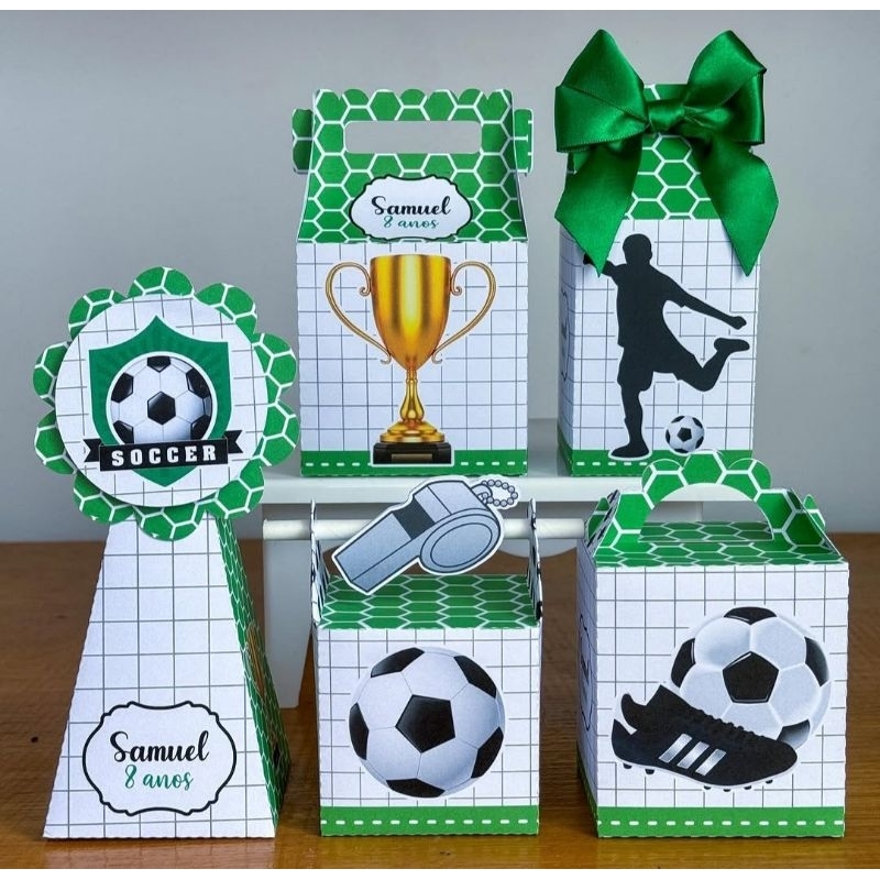 Kit Caixinhas Personalizadas Futebol/SEMI MONTADAS/Lembrancinhas Para Aniversário/Festa Infantil Futebol Menino