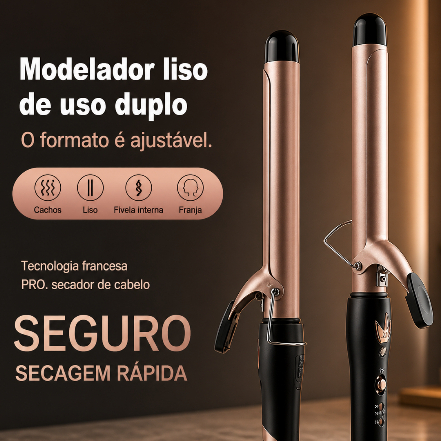 Babyliss Bivolt Modelador de Cachos 2 em 1 Profissional Cerâmica Cachos Perfeitos Anti Frizz Prancha