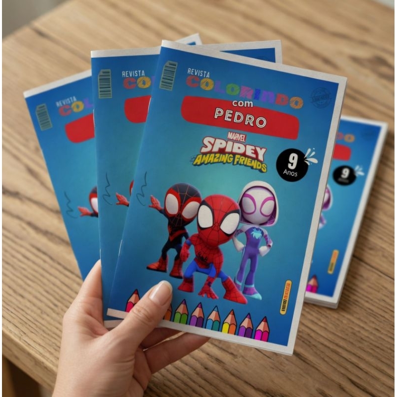 Kit 10 20 30 40 50 Revistinha ARANHA E SEUS AMIGOS Livro de Colorir Lembrancinha Prenda PERSONALIZADO -  livrinho