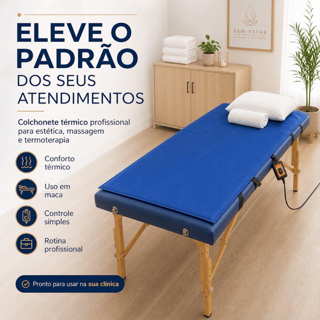 Colchonete Térmico Elétrico 170x70cm Impermeável Para Maca Massagem Azul EASY - 220v Styllus Term