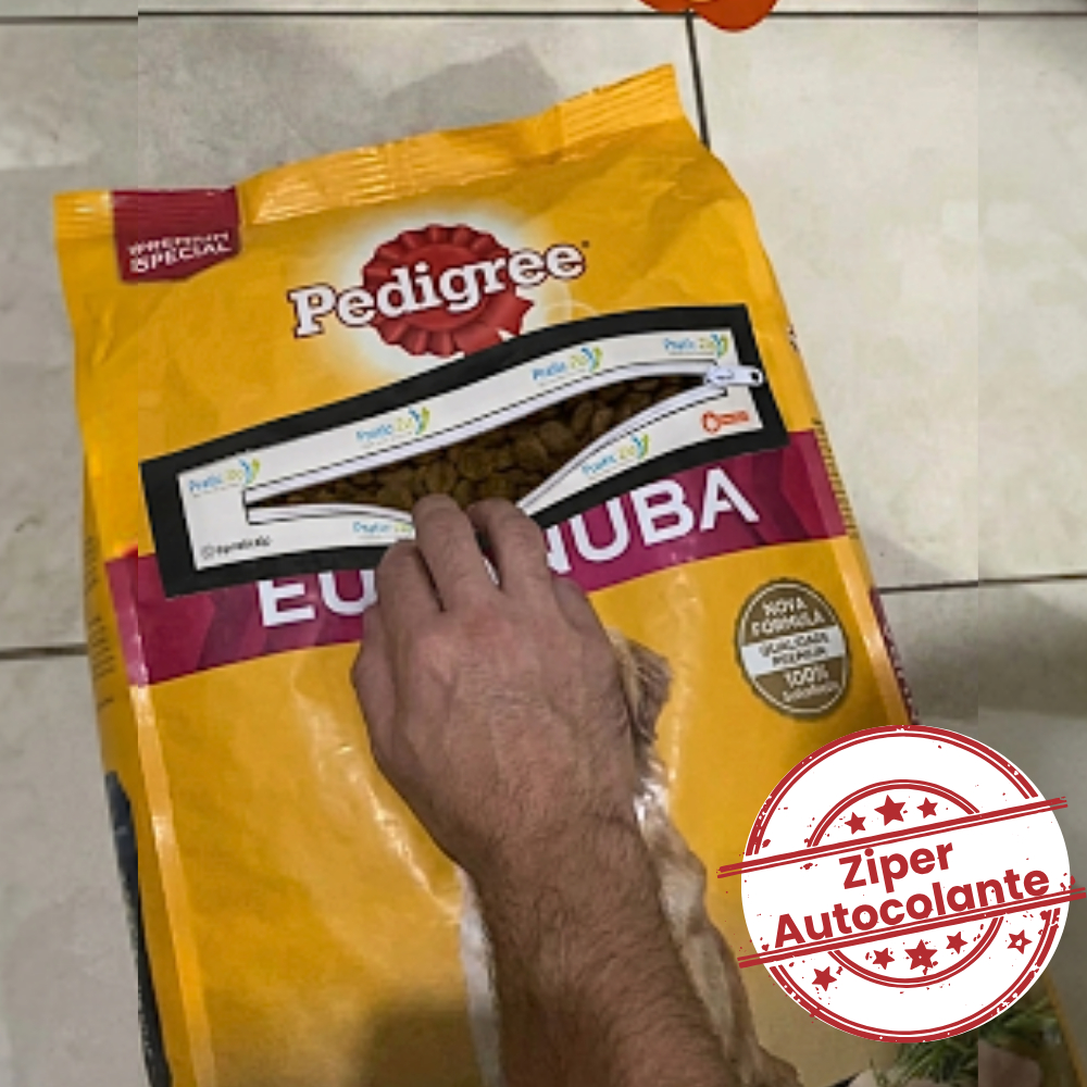 Zíper Autocolante - Zíper para Saco de Ração, Grãos e Cereais - Zíper organizador de embalagens