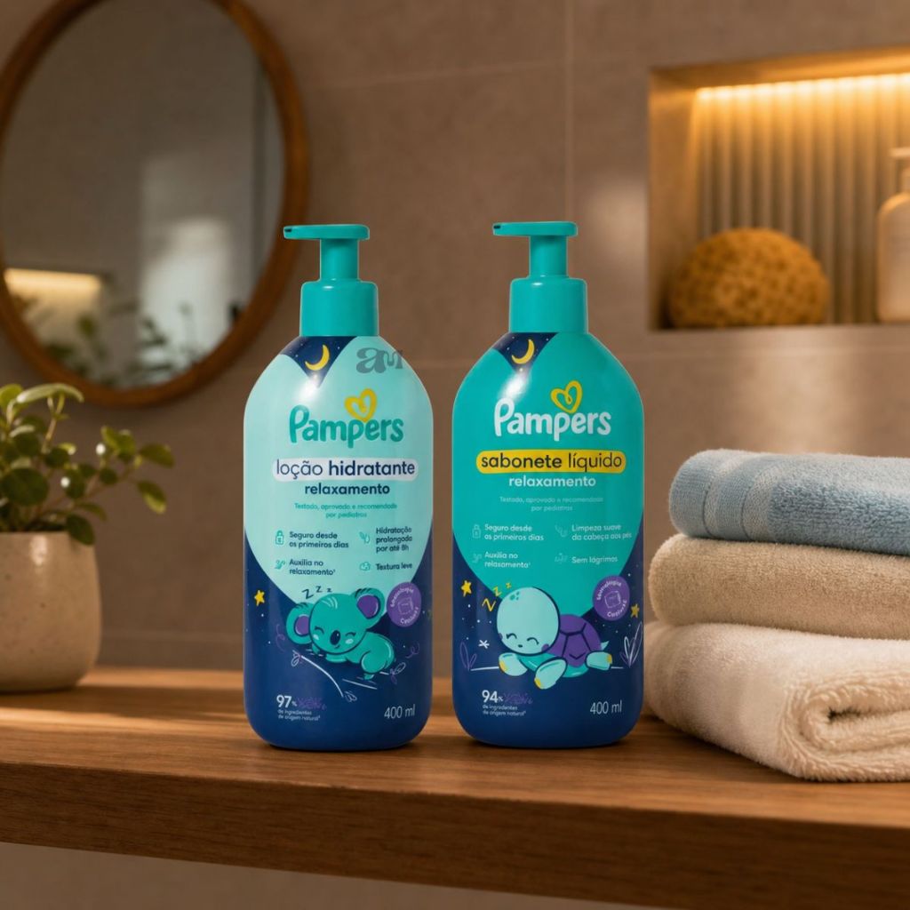 Kit Pampers Ritual Sono Loção Hidratante e Sabonete 400ml Relaxante Bebê