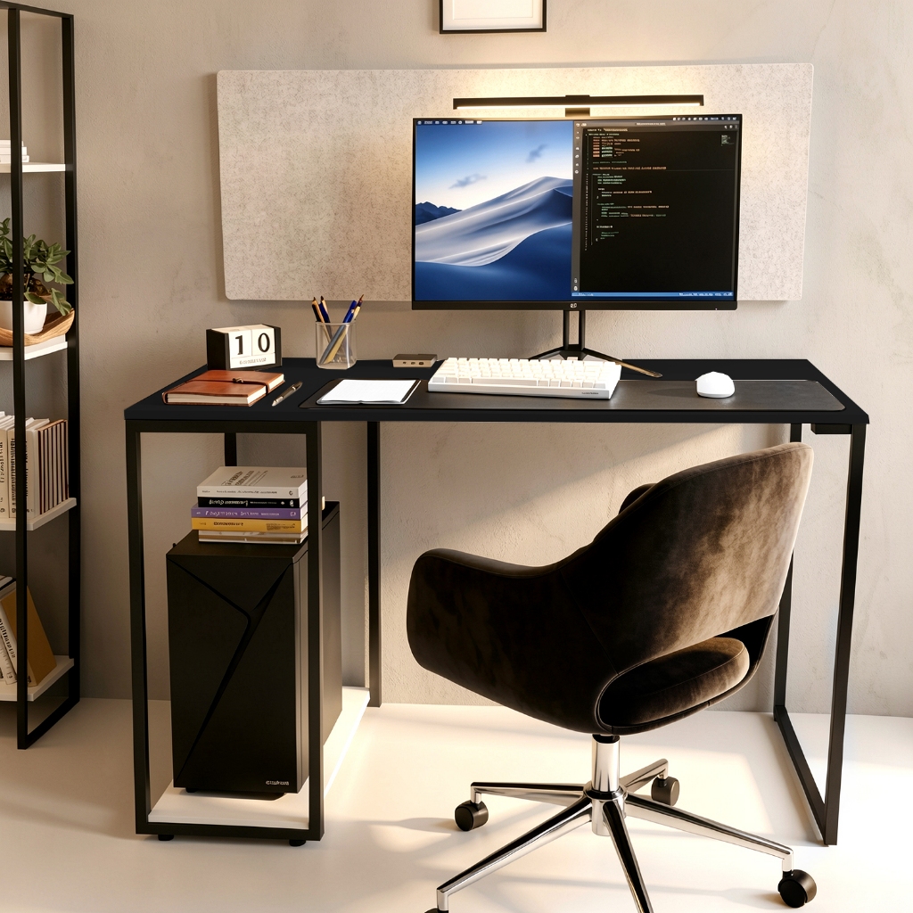 Mesa Home Office Prateleira para CPU Escrivaninha Industrial com Ferro Antioxidante 117x60