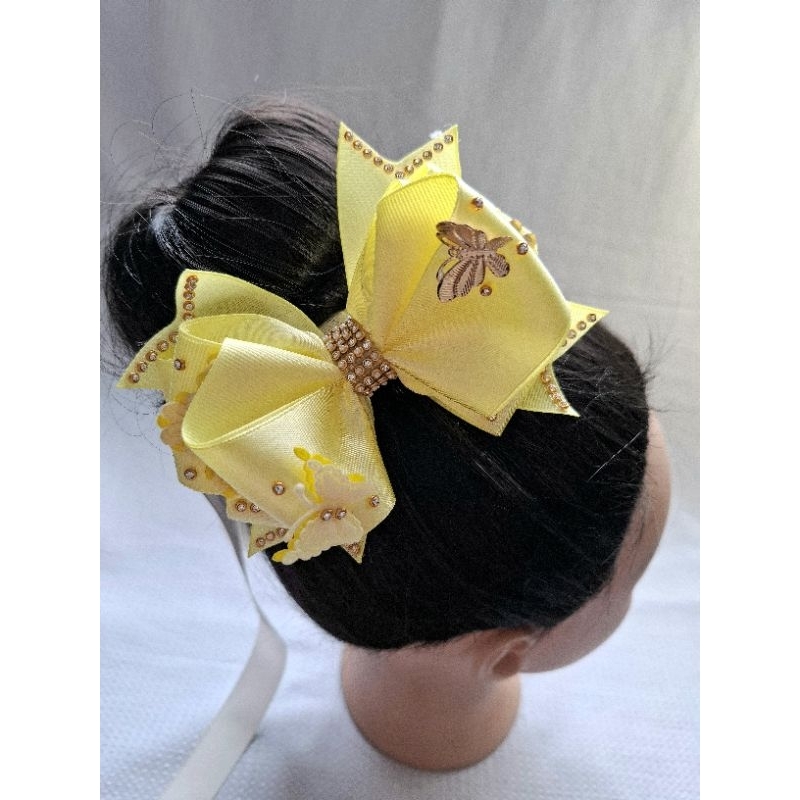 Acessório para coque Porta-coque amarelo bordado acessorio de cabelo