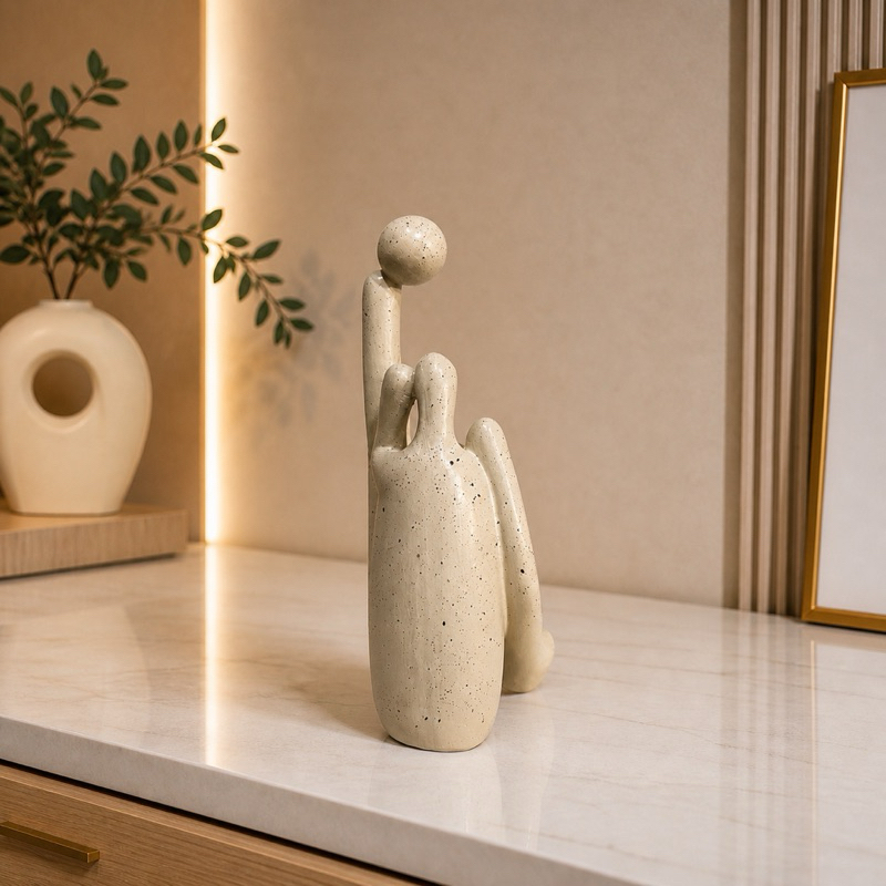 Escultura Abaporu em Gesso Decorado 17cm Cor Bege — imagem 2 de 2