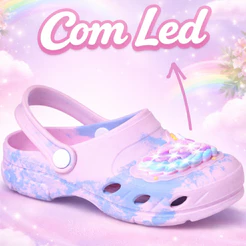 Sandália Babuche Infantil Feminino Asas Colorida Rosa Com Led Luzinha Pisca Divertido Meninas