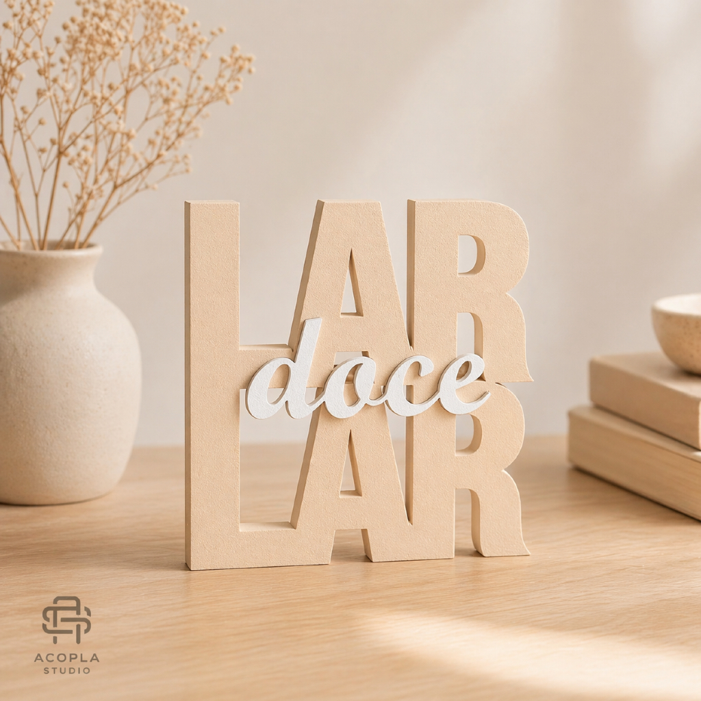 Letreiro Decorativo Lar Doce Lar 3D Premium – Decoração Moderna para Casa