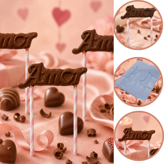 1~10 Forma Simples AMOR TOPO DE BOLO em Acetato BWB Para Doces de Chocolate e Confeitaria. 9998-N1 (CHOCO)