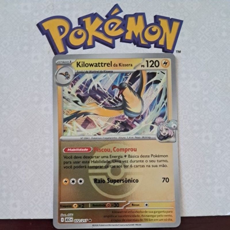 Carta Card Pokémon Kilowattrel Da Equipe Rocket Reverse Foil Pokeball Poke Bola Heróis Excelsos