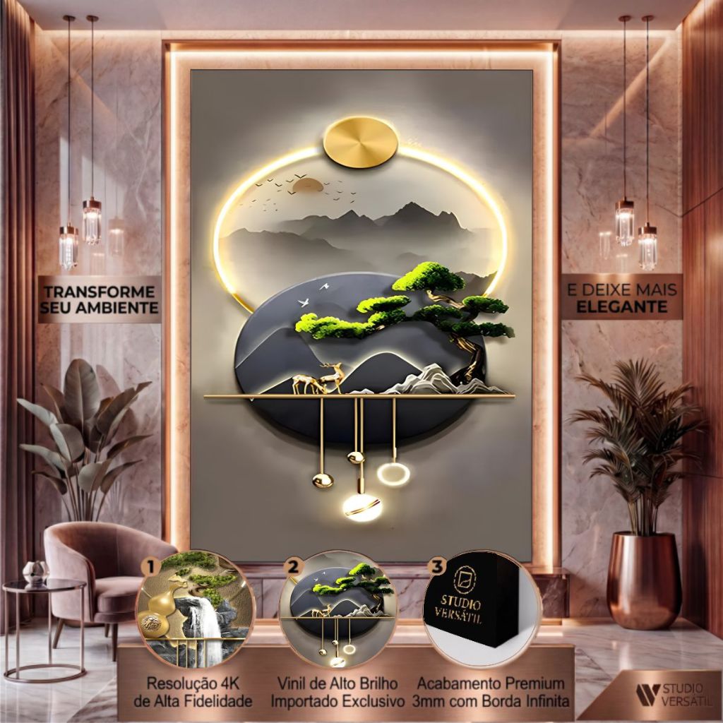 Quadro Decorativo Arvore da Vida Moderna Elegante Peça Única Para Casa Quarto Sala