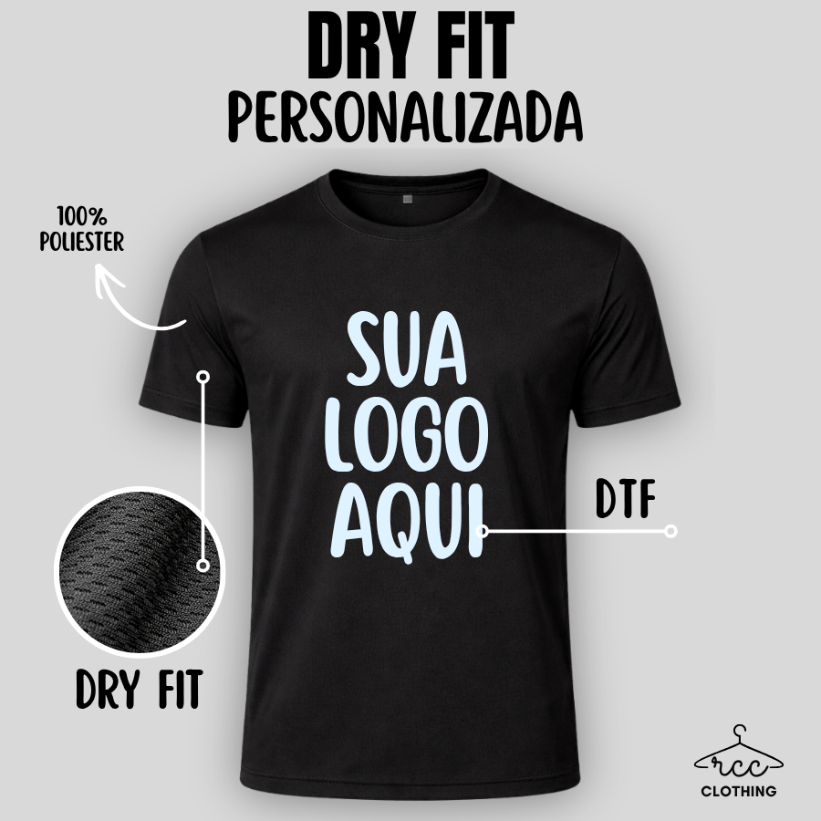 Camiseta Dry Fit Poliéster Unissex Personalizada - Malha Esportiva e Uniformes