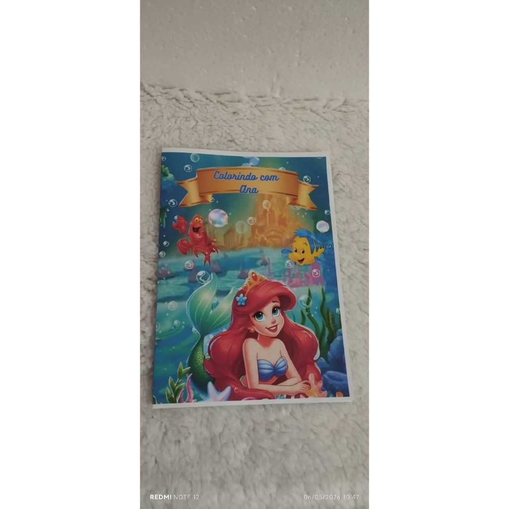 Kit Livrinho de Colorir Personalizado Princesa Ariel Sereia - Lembrancinha de Festa Infantil