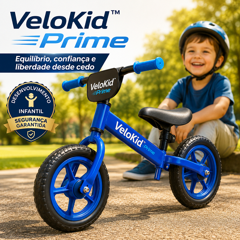 Bicicleta de Equilíbrio Infantil Sem Pedal VeloKid™ Prime Azul  Desenvolvimento Motor Coordenação e Segurança