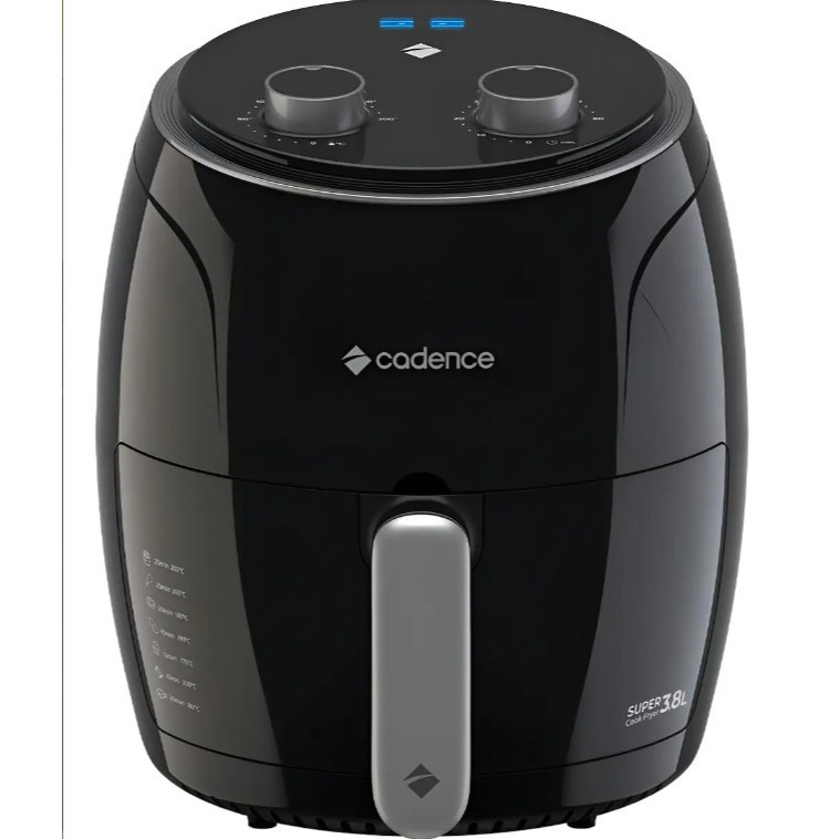 Fritadeira Air Fryer Sem Óleo 3,8L Cadence Super Cook Elétrica Antiaderente Preta 127v