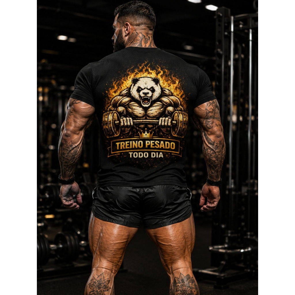 Camiseta Masculina 100% Algodão Academia Gyn Treino Musculação Estampada Malha 30.1 Animal  Academia