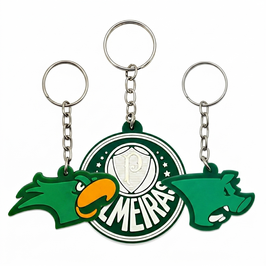 Kit 3 Chaveiros Oficial Palmeiras Torcedor -Escudo+Porco+Periquito Verdão Presente Palmeirense