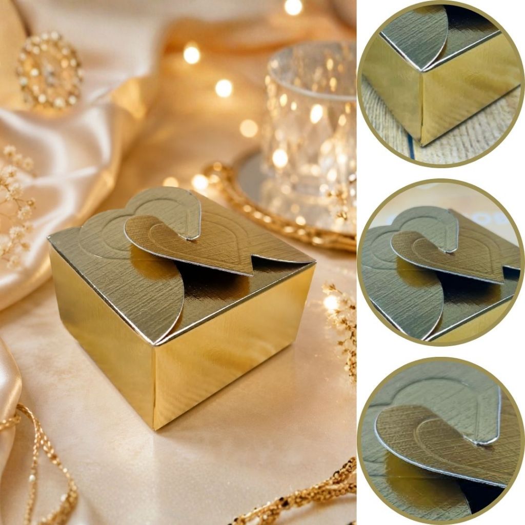10~50 CAIXA CORACAO (04 DOCES) 3,5x6,5x6,5 cm OURO 4942 (CHOCO)