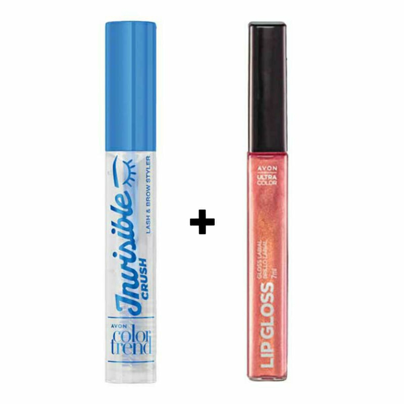 Kit Máscara Color Trend Incolor para Cílios e Sobrancelhas 8g + Lip Gloss Labial Ultra Color Rosa Impacto 7ml Avon